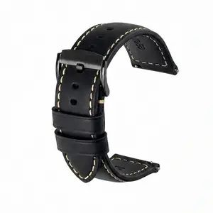 TMEGMIC 22mm Leather Watch Band, Quick Release Vintage Strap for Samsung, Garmin, Seiko & Amazfit