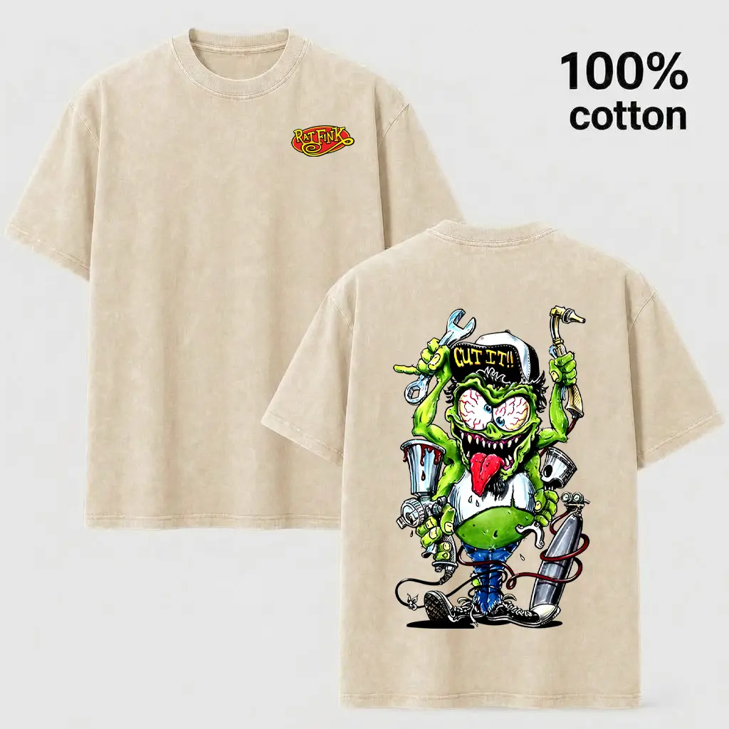 Funny Monster Garage Tools Graphic Casual Oversized T-Shir