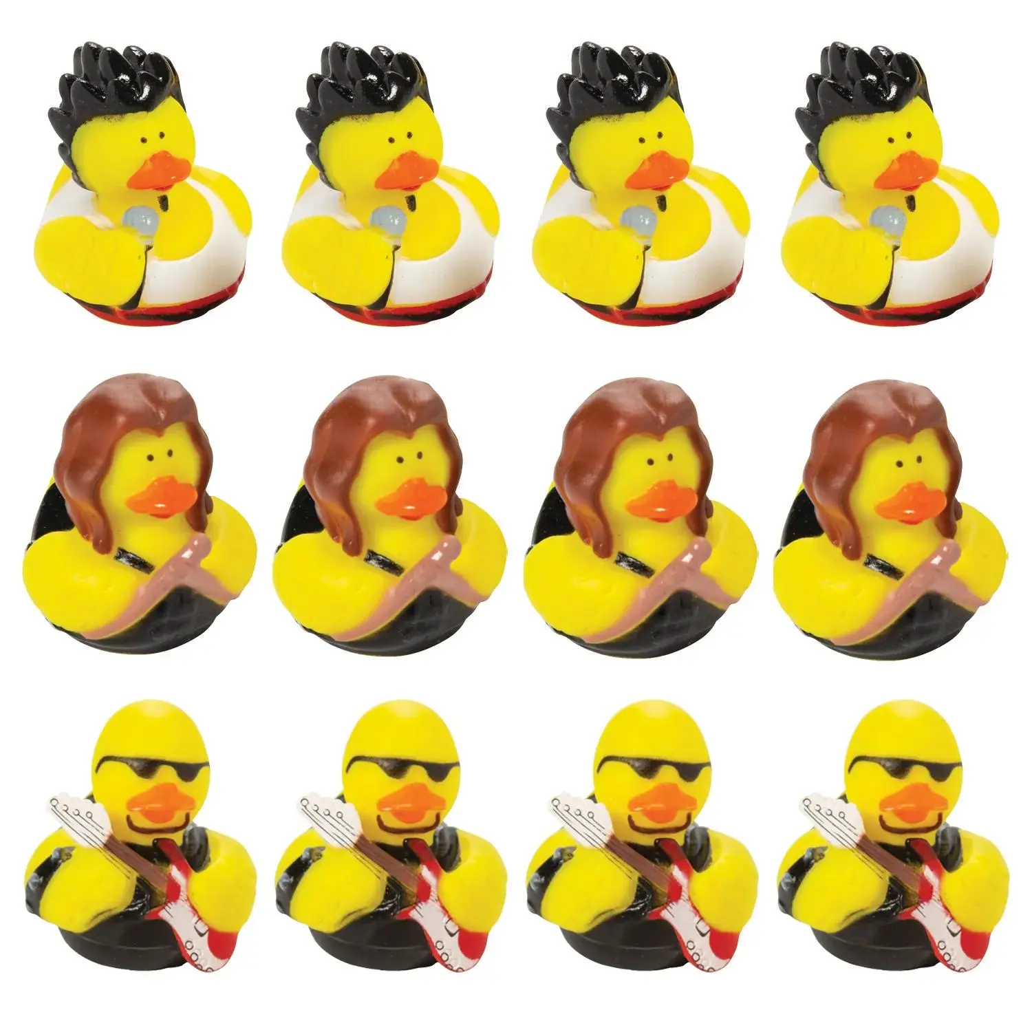 2" Rock Star Singer & Band Member Yellow Rubber Ducks - 12 Pc.