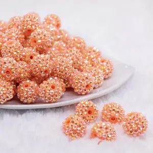 16mm Orange Rhinestone AB Chunky Bubblegum Jewelry Beads
