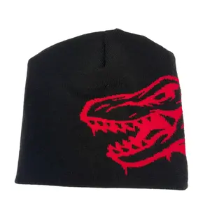 T-Rex Beanie - Bold Graffiti Graphic for Dinosaur Enthusiasts and Fashion Trendsetters - Unforgettable Style Statement