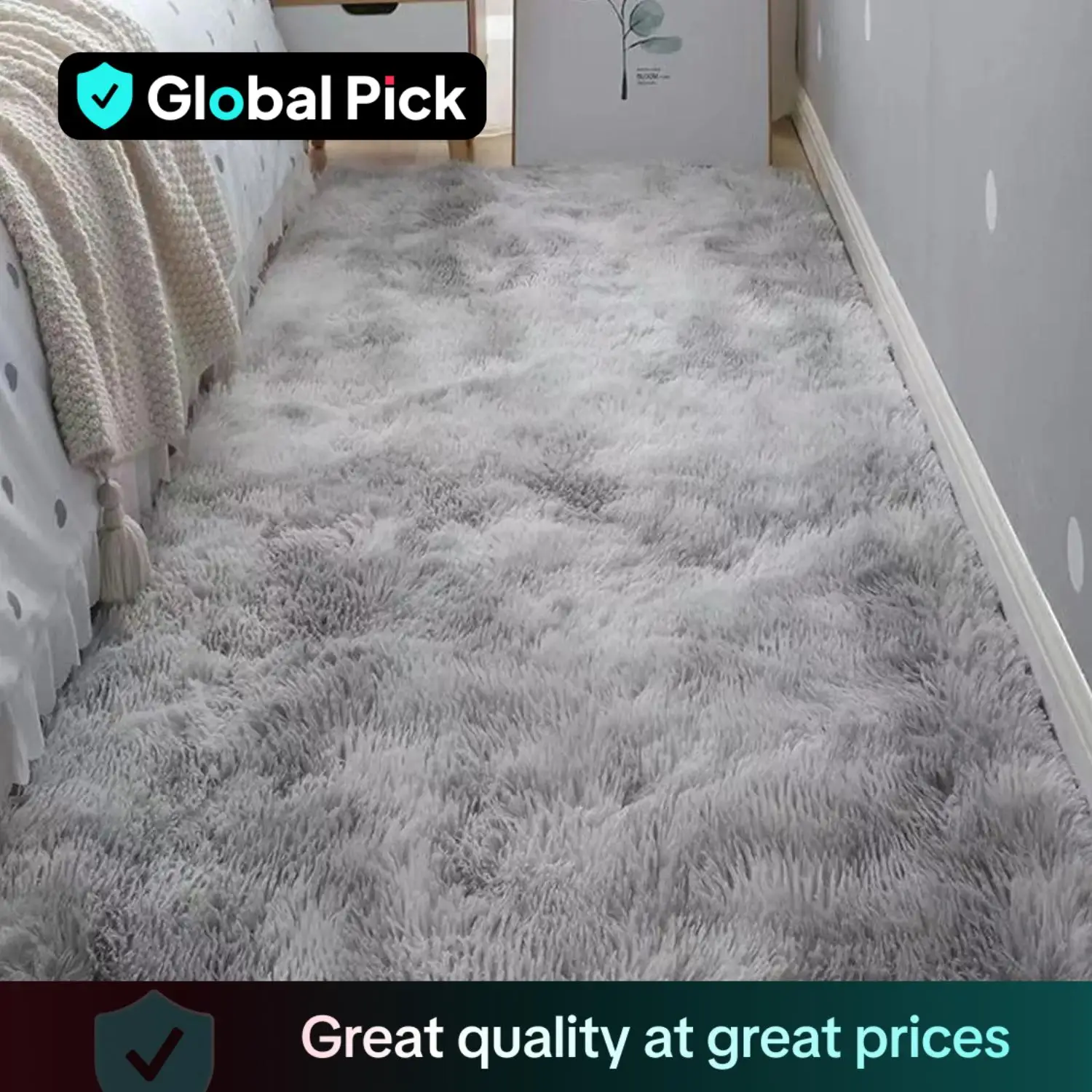 Fluffy Bedside Rug, Modern Soft Plush Bedside Bay Window Carpet, Non-slip Floor Mat for Home Living Room Bedroom Dormitory Hotel