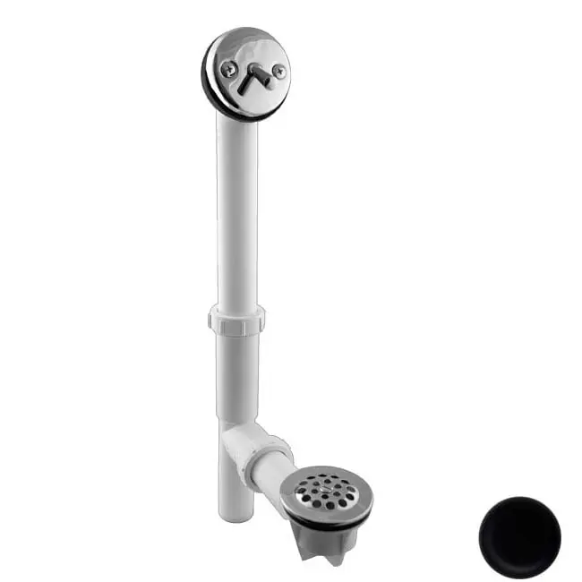 Westbrass 592244-62 1.5 in. White Tubular Trip Lever Bath Waste in Powder Coat Flat Black