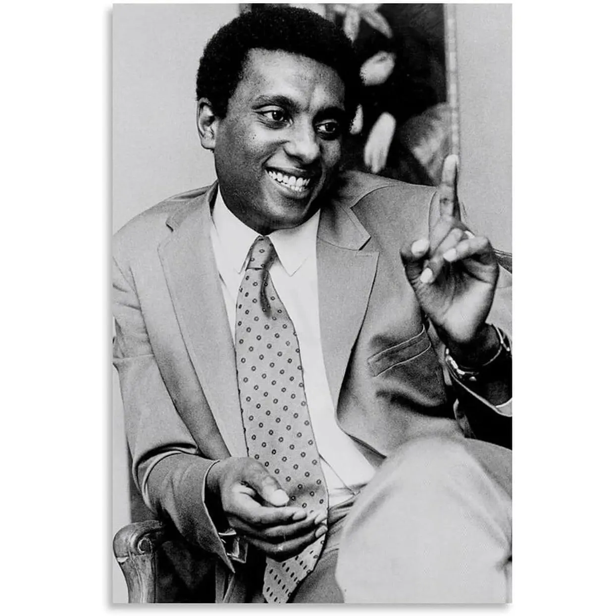 Stokely Carmichael Activist Black-White Portrait Photo Canvas Wall Art Print, 12x18 in (30x45cm) Unframed Decor for Bedroom, Living Room (3)
