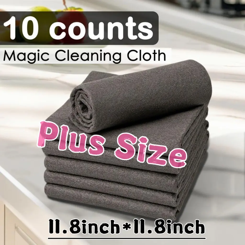 10-Pack Extra Large Soft Microfibre Cleaning Cloths, Thick Ultra-Absorbent Reusable Streak-Free Wipes, Absorbing Water-Sucking Polishing Car Cleaner Cloths for Kitchen, Glass, Absorbing Cleaning Cloths