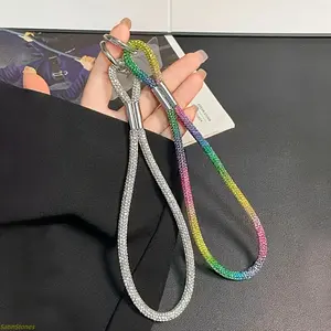 1-Piece Sparkling Rhinestone Keychain Strap - Elegant Black Car Keychain with Colorful Gemstone Decoration, Anti-Loss Design, Suitable for Women, Luxurious Style, Perfect for Phones, Phone Strap, Fashionable Accessory, Durable Accessory