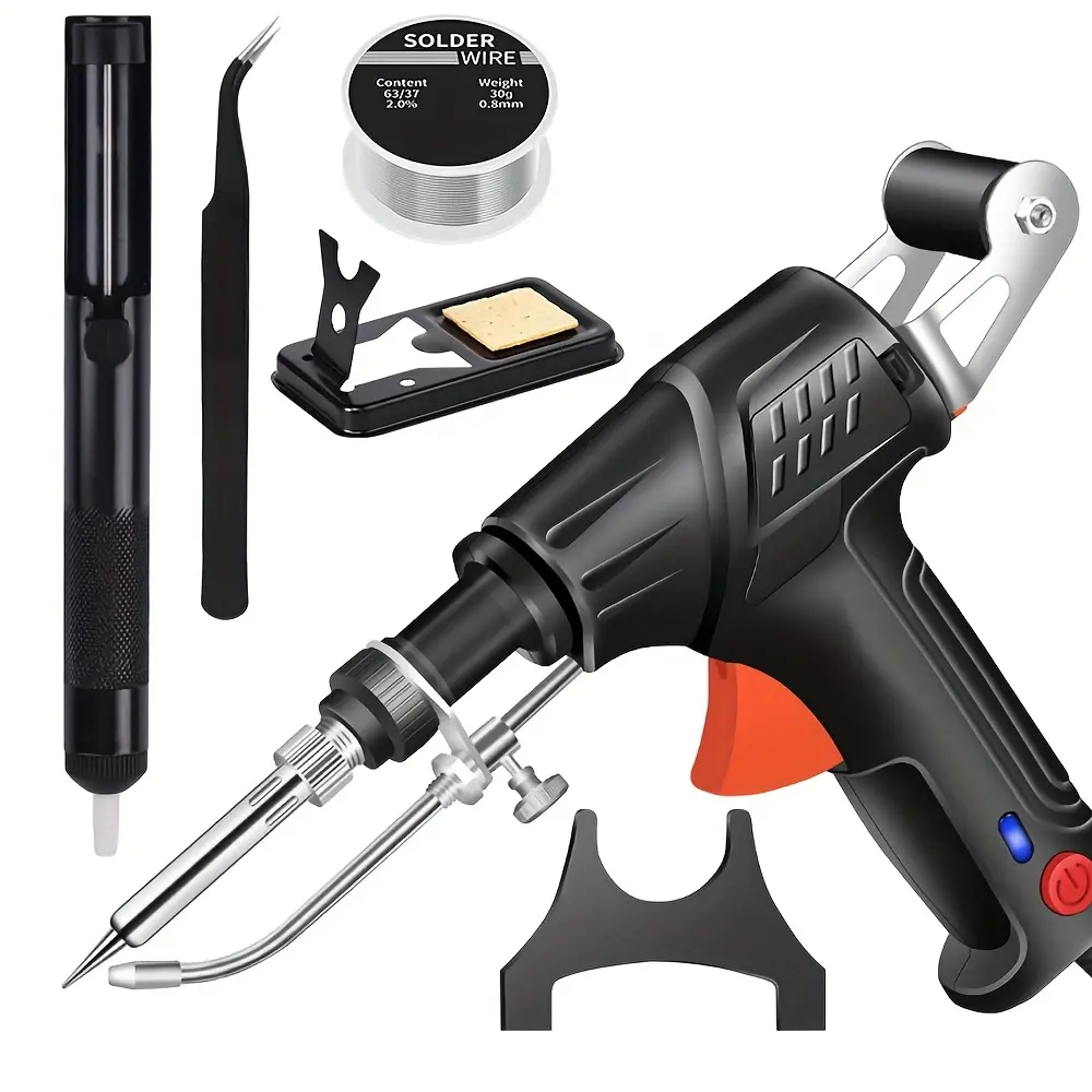Heavy Duty Electric Soldering Iron Handle Kit - Multi-Functional Industrial Welding Gun with Rapid Heating, Auto-Manual Operation for DIY & Professional Use (Black) - Tools & Hardware Equipment, Soldering Kit