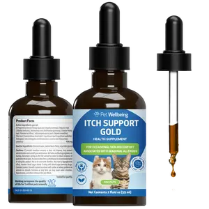 Pet Wellbeing Itch Support Gold for Cats - Occasional Itching, Scratching, and Hot Spots, Environmental and Seasonal Allergies, Dong Quai - Veterinarian-Formulated Herbal Supplement