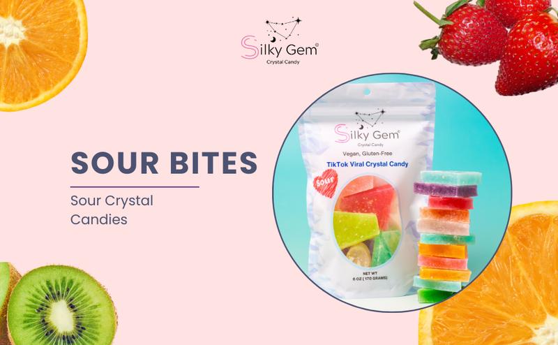Silky Gem Sour Bites – Mini Crystal Candy with Pixie Sour Sparkle – Crunchy Outside, Soft Inside – Tangy & Sweet Treat – Vegan, Gluten-Free, Nut-Free – Christmas candy 6 oz Bag