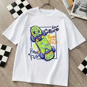 Kids "Keep Speed" Graffiti Skateboard Graphic T-Shirt - Short Sleeve Streetwear Toddler Tee