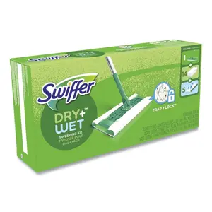 Swiffer  10 x 4.8 in. Sweeper Dry & Wet All Purpose Floor Mopping & Cleaning Starter Kit, White & Green