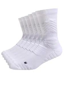Unisex's Plain Athletic Socks, Cushioning Performance Crew Socks, Breathable Comfortable Sports Socks for All Seasons, Polyester Athletic Socks