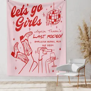 Tapestry Bachelorette Party Decor, Let's Go Girls Bachelorette Party Banner, Custom Disco Bachelorette Tapestry, Last Rodeo Party Weekend Backdrop Tapestries USA Flag