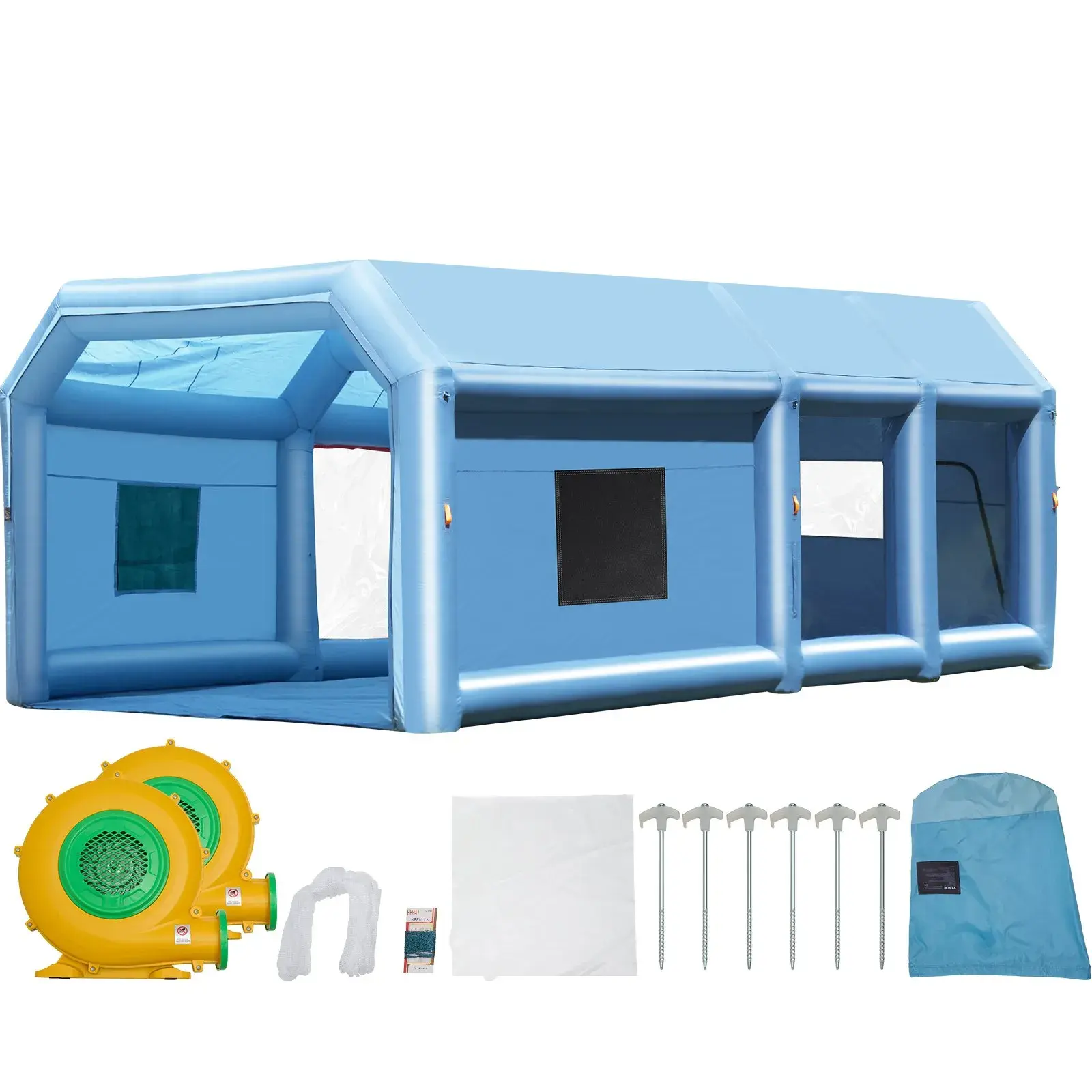 【DealsForYouDays】KFFKFF Portable Inflatable Painting Enclosure Portable Garage Tent, 32.8x21x14.8 ft, 1100W+750W Robust Air Movers, Air Purification System, Ideal for Oversized Trucks, Vans
