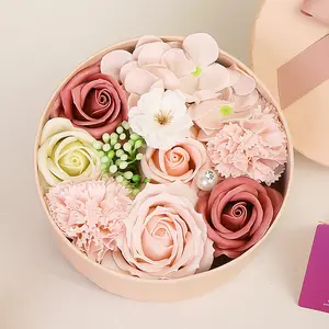 Luxury Beautiful Flora Scented Roses/Carnation Flower Bath Soap with Stem, Flower Soap in Gift Box, Gift for Birthday/Valentine's Day/Mother's Day (Pink)