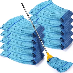 10 count Commercial Mop  Replacement Tube Microfiber Mop Heads for Floor Cleaning Industrial Mop Heads Looped End Wet Mop  Refill for Home Commercial Industrial Use (Blue,18 oz)