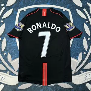 07-08 Away Retro Black No.7 Ronaldo Short Sleeve Soccer Jersey