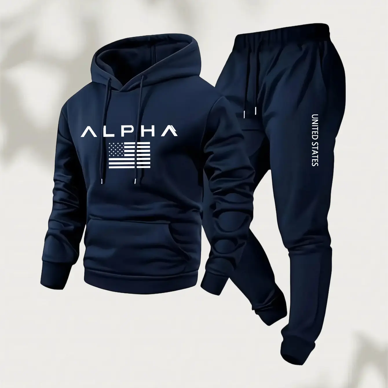 Men's 2-Piece Athletic Tracksuit, Casual Letter Print French Terry Jumper and Joggers Set for Winter, Long Sleeve Running Gear, Classic, Basics, Digital Print, Simple Look, Drawstring