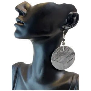 Handmade Skyline Grey Clay Earrings with Hemitite Bead and Natural Stone