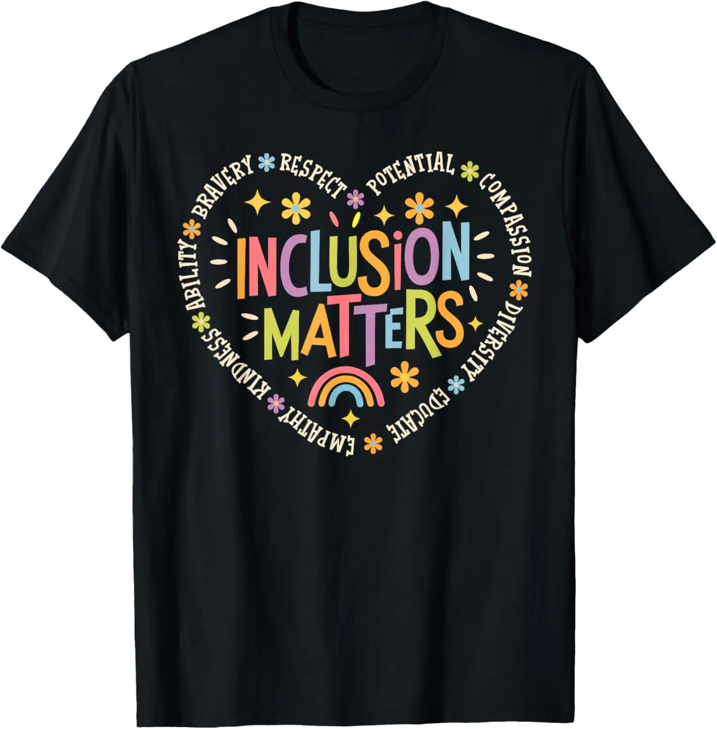 Casual Graphic T-Shirt for Men, 100% Cotton Round Neck Short Sleeve Everyday Tee with Inclusion Matters Autism Awareness Print