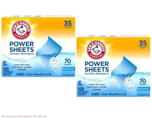 2 PACK!!! Arm & Hammer Laundry Detergent Power Sheets,Fresh Breeze, 35 Ct
