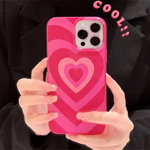 INS Sweet Love Heart Phone Case For iPhone 16 15 14 13 12 11 Pro Max XS X XR 7 8 Plus SE Soft Silicone Bumper Protective Cover Protection Protector Cellphone Smartphone