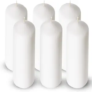 6 Pack Tall White Pillar Candles – 3x6 Inch Paraffin Wax with Cotton Wick, Elegant Decor for Home, Holiday & Events(Multi Packs)