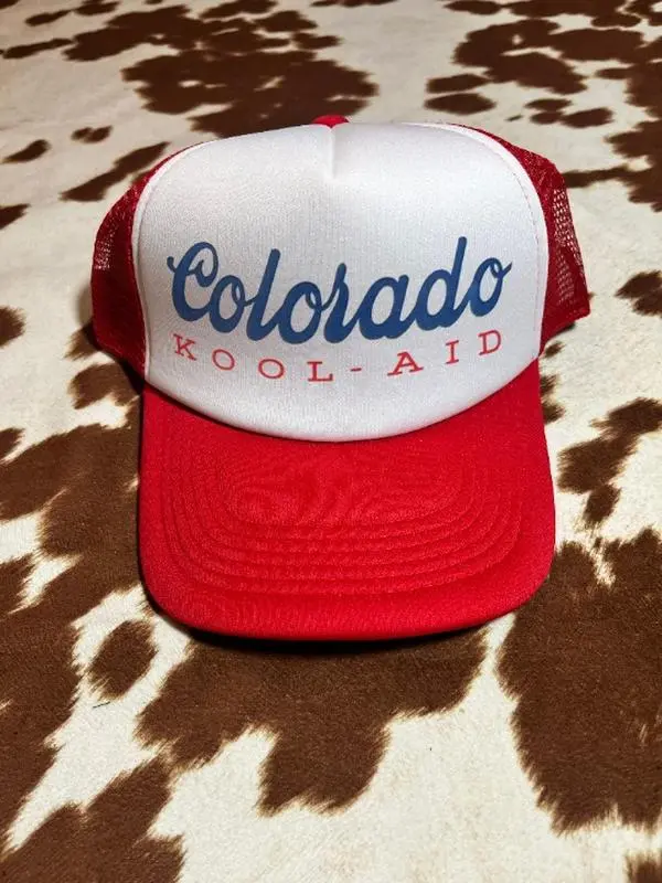Colorado Kool-Aid Trucker Hat – Retro Red White Mesh Cap Western Style