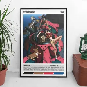 [Sale Off Up To 50%] [Unframe] Cowboy Bebop Manga Art Poster, Minimalist Anime Wall Art, Space Cowboy Vintage 90s Gift