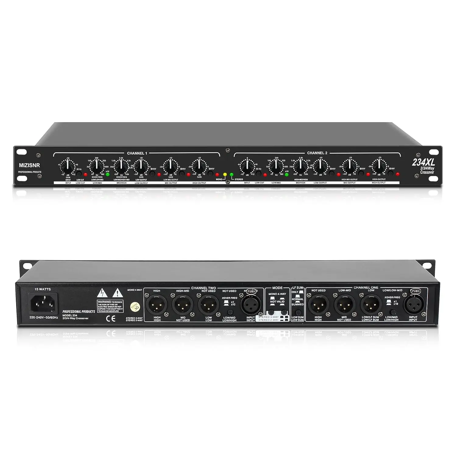 Professional 2/3 Way Stereo Crossover, Mono 4-Way Rackmount Audio Crossover with XLR Balanced I/O, Independent Gain & Phase Reverse for PA System, Live Stage, DJ & Studio**  >