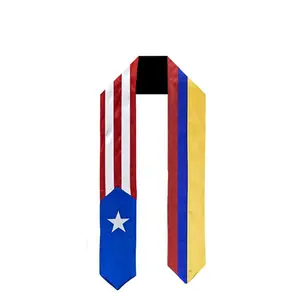 EastJia Made in USA Flag Print Graduation Stole, 62" Length Sash, Premium Soft Polyester Fabric, Unisex Striped Accessory, Reusable Washable Stylish, Perfect for University & Cultural Events