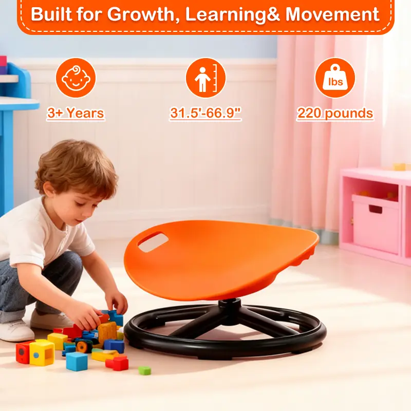 Armless 360-Degree Rotating Sensory Chair - 360 Rotation Rocking Chairs, Oval Egg Shell Design, Ergonomic Textured Surface, Durable Plastic, Anti-Slip Base, Comfort Cushion, Office Focus & Rehabilitation Use, Balance Improvement & Core Strength Boost
