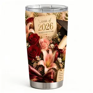 20oz Class of 2026 Graduation Bouquet Design Stainless Steel Tumbler， Tumbler with Lid Double Wall Vacuum Insulated Travel Mug， Coffee Cups With Lids， Perfect Gifts For Birthday Holidays