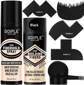 Goiple 4-in-1 Hair Fiber Styling Set with Pump Applicator Volumizing Spray and Hairline Template for Reusable Beard Enhancement Barber Tools bf valentine's gift