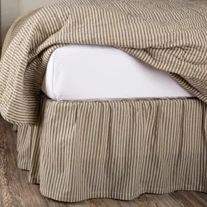 Farmstead Charcoal Ticking Stripe Bed Skirt