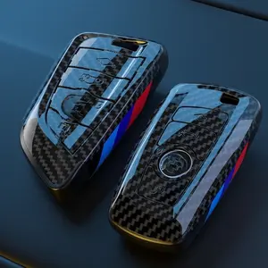 Carbon Fiber Style Car Key Cover, Durable Fashionable Key Case, Car Key Protector for Bmw 1 2 3 4 5 6 7 Series X1 X2 X3 X5 X6 M2 M3 M4 M5 M6 M8