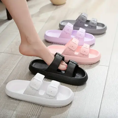 Women's Open-Toe Soft Sole Slip-On Slipper Shoes - Flexible EVA, Simple Solid Color, Casual All-Seasons Comfortable Footwear for Indoor Home Bathroom Use