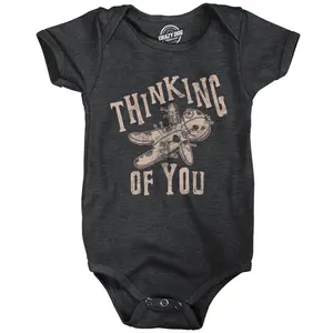 Thinking Of You Baby Bodysuit Funny Sarcastic Voodoo Doll Graphic Novelty Jumper For Infants Funny Baby Onesies Halloween Clothes for Baby Novelty Onesie Black -