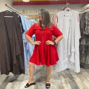 One Size Linen Short Dress Silvia Fits From XS to XL 100 Percent Linen Button Front Collared Flowy Summer Dress Casual Elegant Breathable Lightweight