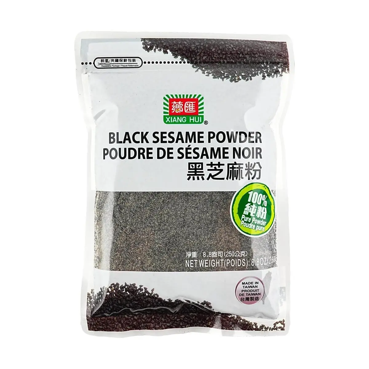 XIANG HUI 100% Pure Black Sesame Powder 250g - Instant Cereal Meal Replacement Drink