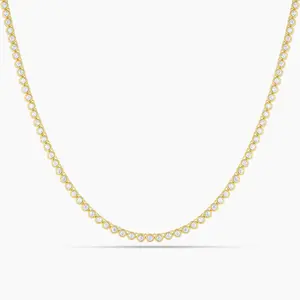 Swagy Chic 925 Sterling CZ Crystal Bubble Bezel Tennis Necklace, Fashionable Costume Jewelry Accessory