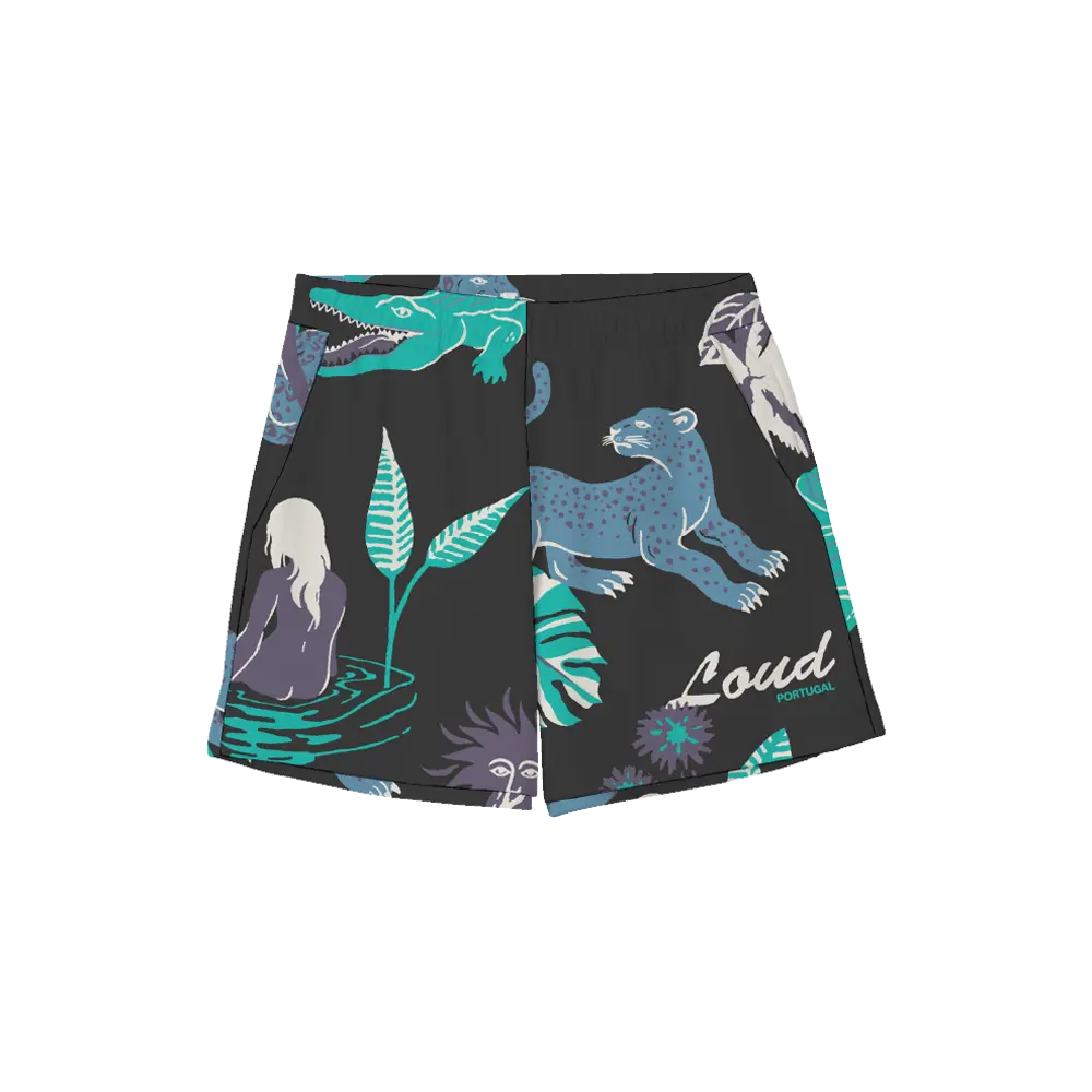 RL Loud Jungle Black Rayon Shorts