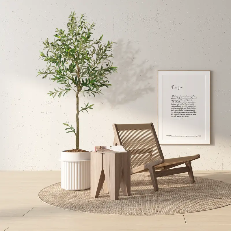 Artificial Olive Tree Silk Fake Plant 6/7/8ft for Indoor and Outdoor Decoration Fake Potted Tree with Realistic Fruits and Trunk