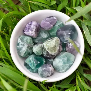 Down To Earth Fluorite Tumbled Polished Stones 0.75-1.25" for Grounding Harmonizing Energy & Mental Clarity Air Water Elements Capricorn Pisces Signs