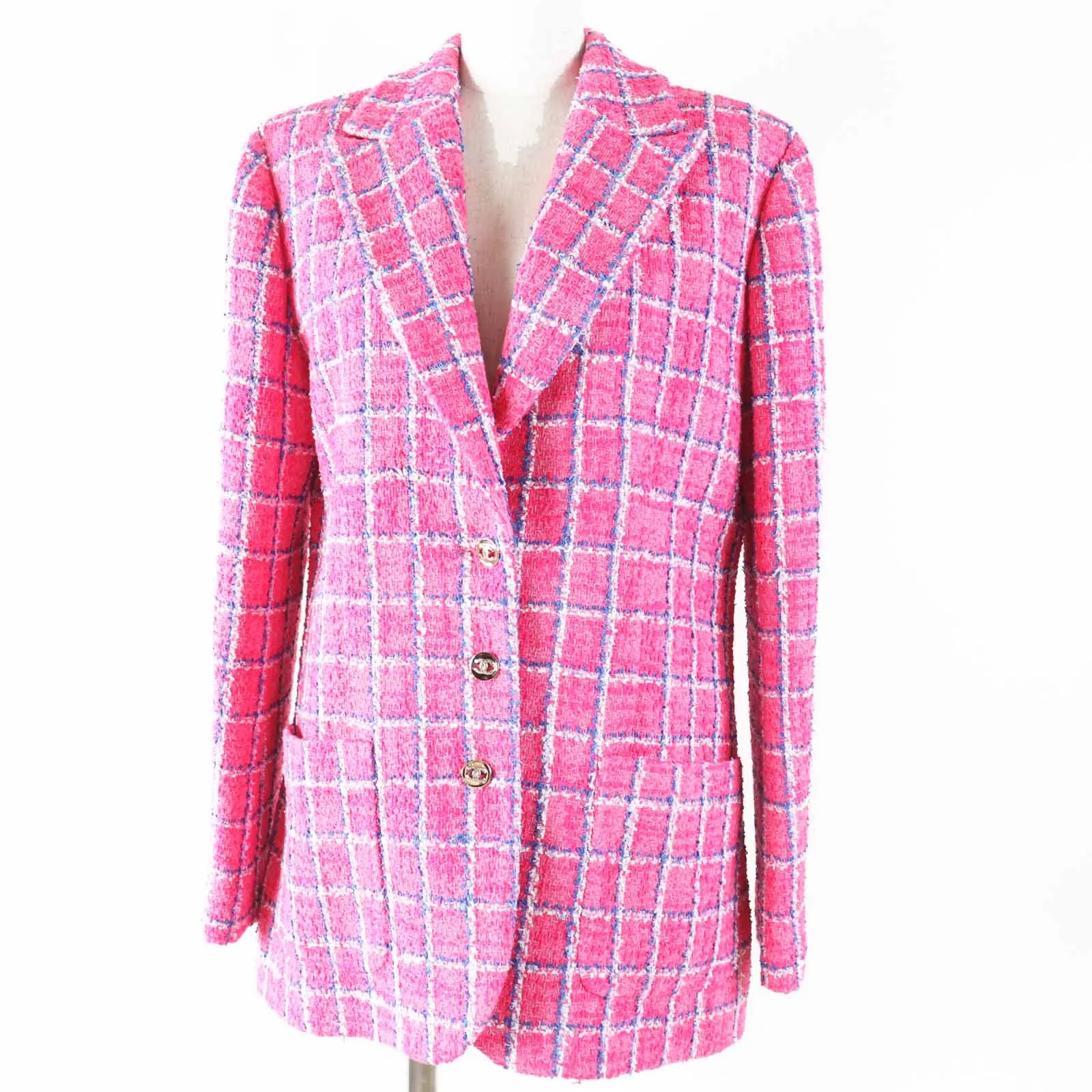 Pre-owned CHANEL Cotton Small Leather Goods COCO Mark Jewel Button Tweed Polyamide Jacket