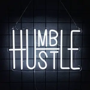 Hustle Neon Sign Humble Neon Sign for Wall Decor Stay Humble Hustle Hard USB Neon Lights for Boys Girls Room Office Gameroom Men Cave Holiday Birthday Christmas Gift Led Neon Lights Decorative Neon Light