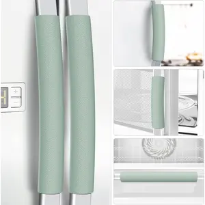 Refrigerator Handle Covers, 5 count, Leather Kitchen Appliance Handle Covers Keep Your Fridge Microwave Oven Stove Dishwasher Clean, Save Your Time, Trimmable and One Size Fits All (Mint Green)