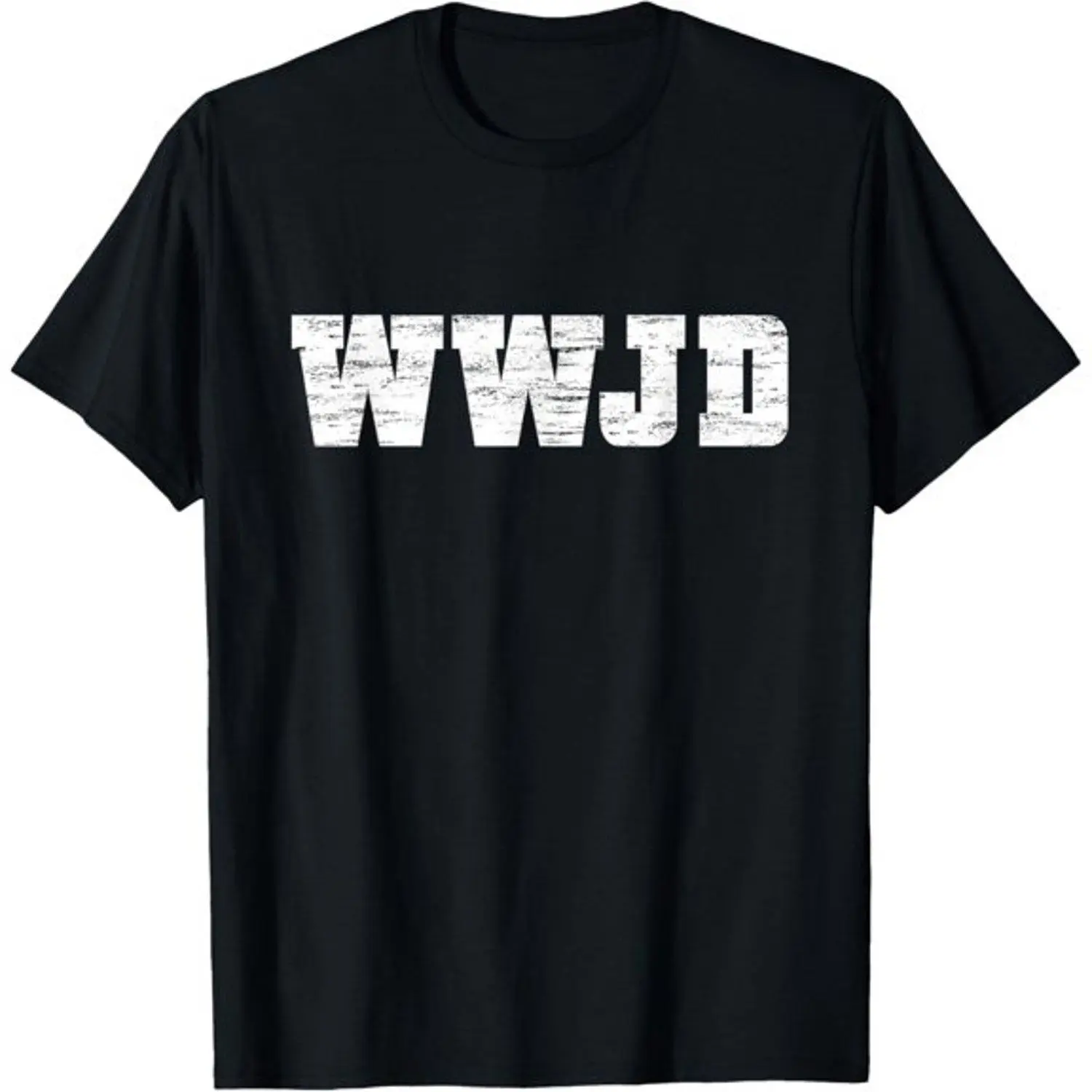 Women's WWJD "What Would Jesus Do" Christian Faith Short-Sleeve Round/Crew Neck Top, Breathable Fabric, Unisex Casual Classic Vintage Religious Inspirational Graphic T-Shirt