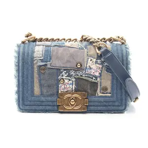 Pre-owned CHANEL Denim Shoulder Bags Boy Patchwork Shoulder Bag