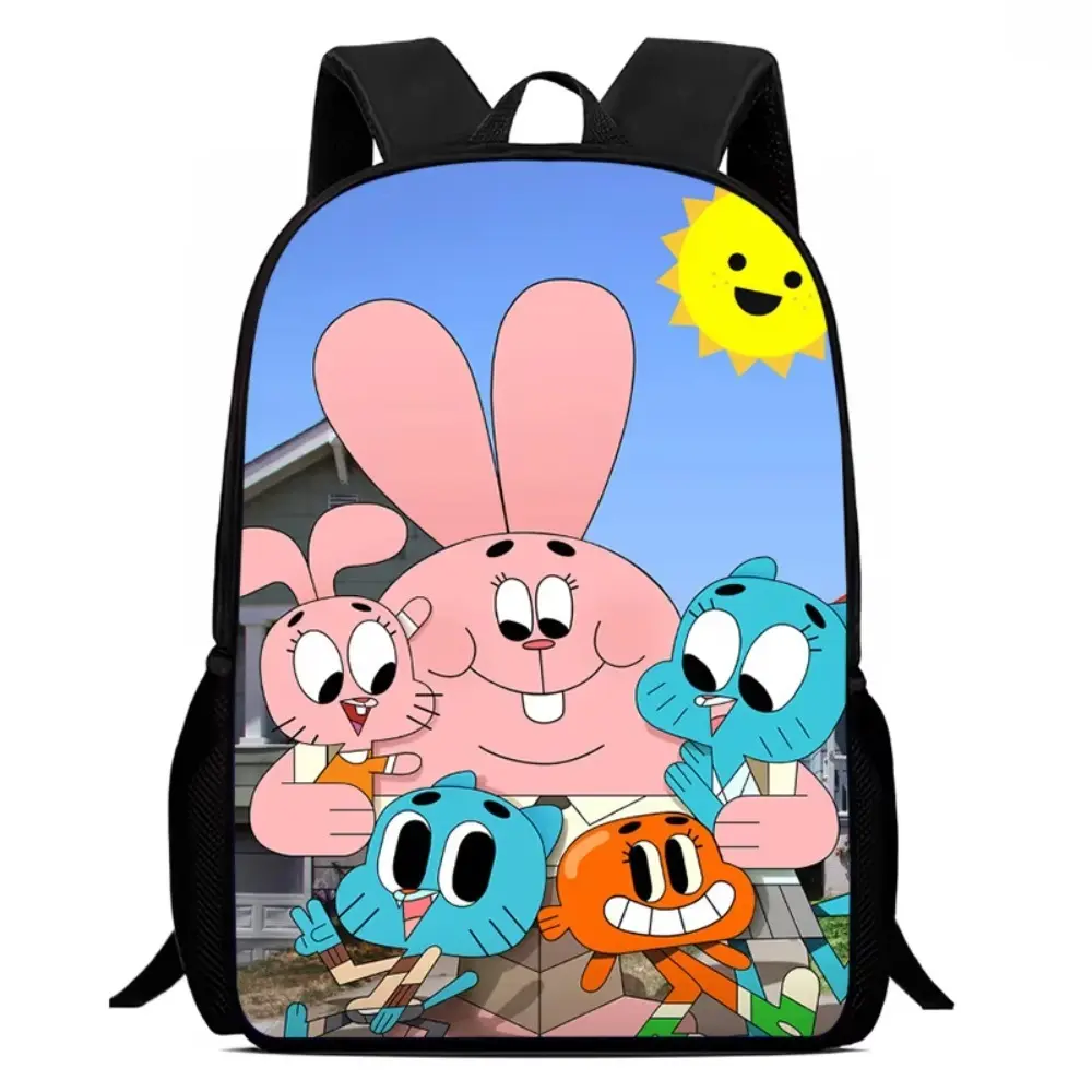 Nylon Backpack The Amazing World of Gumball Print School Bag for Womens Mens Backpack with Cartoon Softback and Durable